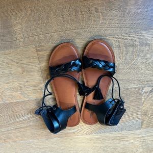 Black American Eagle Ankle Wrapped Sandals!